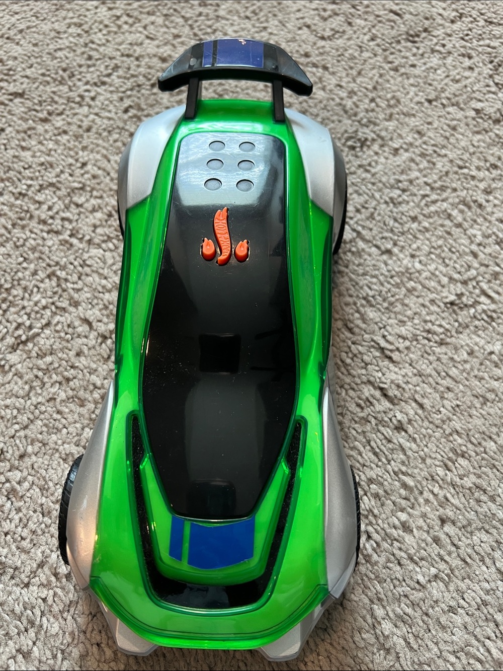 Hot wheels Kids Green and Black Race Car Toy with Blue Stripe